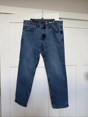 George Relaxed Straight Jeans in Blue Denim